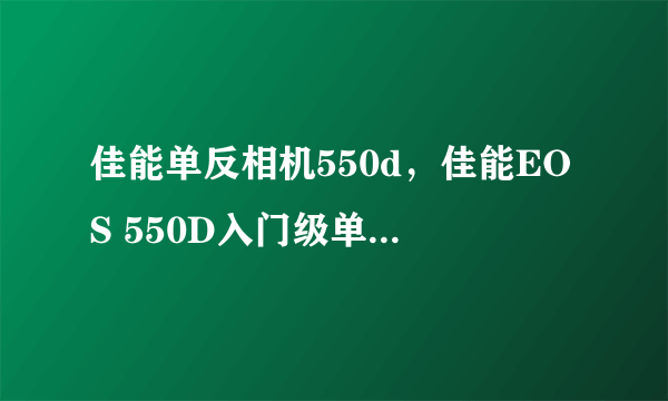 佳能单反相机550d，佳能EOS 550D入门级单反怎么样？