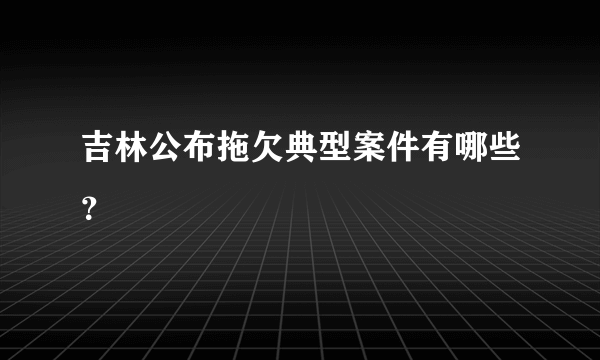 吉林公布拖欠典型案件有哪些？