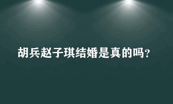 胡兵赵子琪结婚是真的吗？