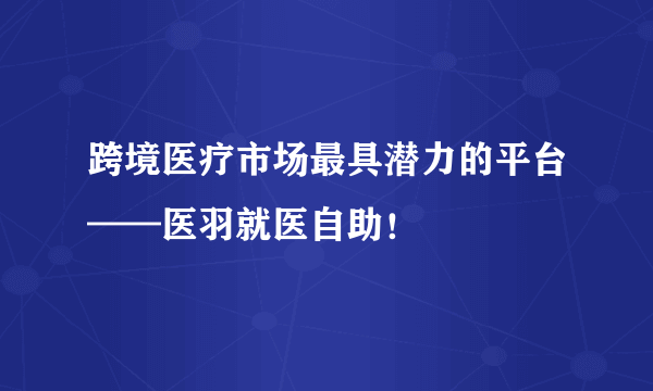 跨境医疗市场最具潜力的平台——医羽就医自助！