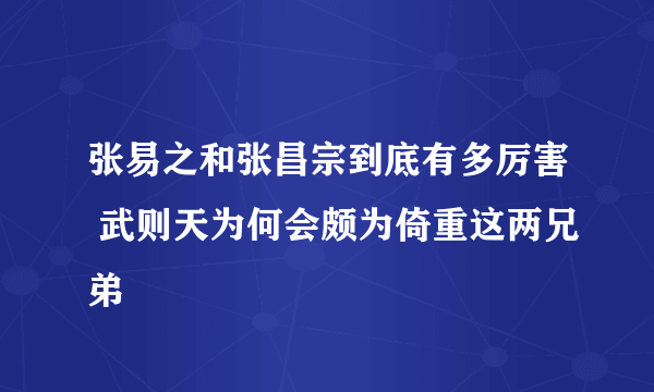 张易之和张昌宗到底有多厉害 武则天为何会颇为倚重这两兄弟