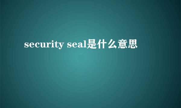 security seal是什么意思