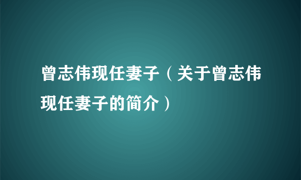 曾志伟现任妻子（关于曾志伟现任妻子的简介）