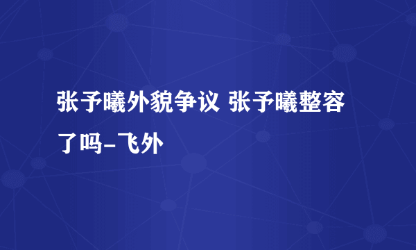 张予曦外貌争议 张予曦整容了吗-飞外