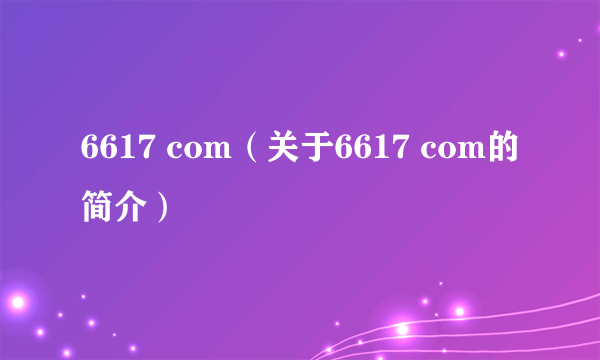 6617 com（关于6617 com的简介）