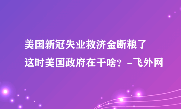 美国新冠失业救济金断粮了 这时美国政府在干啥？-飞外网