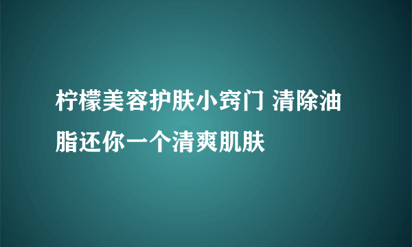 柠檬美容护肤小窍门 清除油脂还你一个清爽肌肤