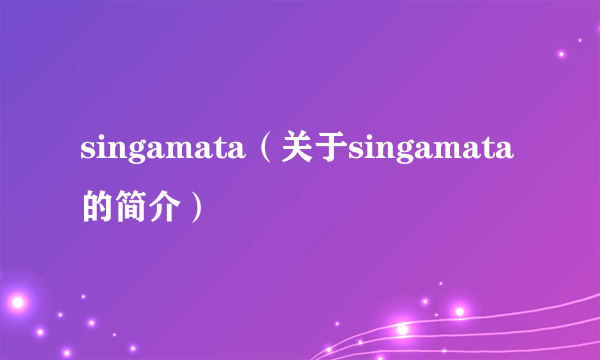 singamata（关于singamata的简介）