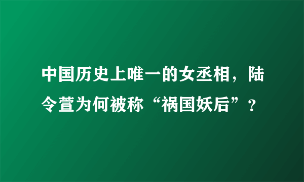 中国历史上唯一的女丞相，陆令萱为何被称“祸国妖后”？