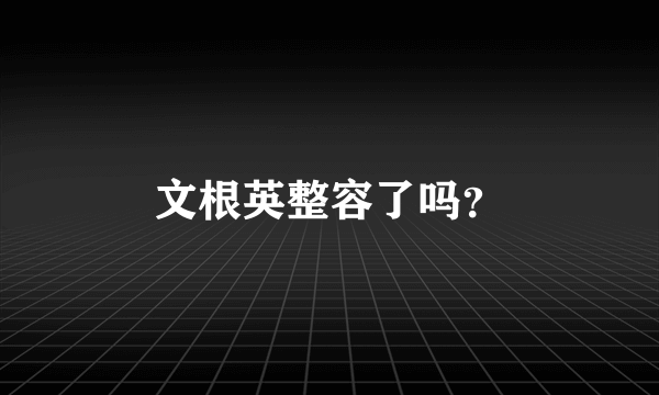 文根英整容了吗？