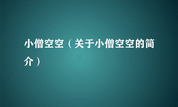 小僧空空（关于小僧空空的简介）