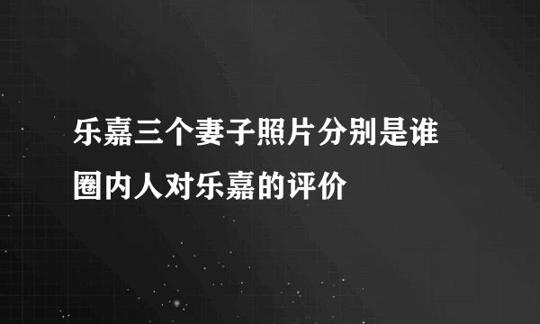 乐嘉三个妻子照片分别是谁 圈内人对乐嘉的评价