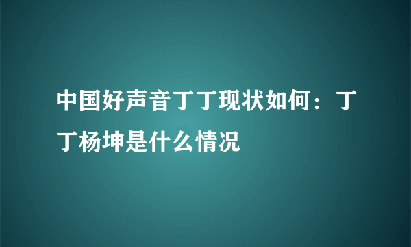 中国好声音丁丁现状如何：丁丁杨坤是什么情况