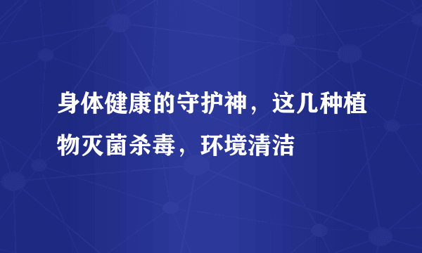 身体健康的守护神，这几种植物灭菌杀毒，环境清洁