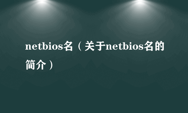 netbios名（关于netbios名的简介）