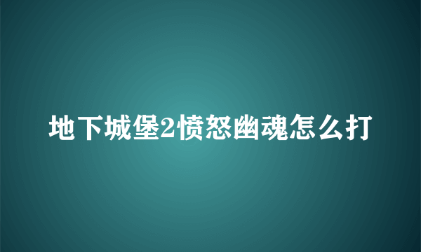 地下城堡2愤怒幽魂怎么打