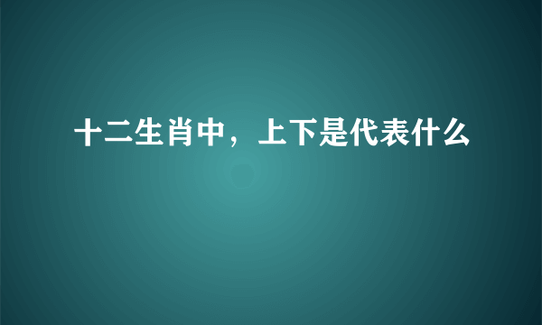 十二生肖中，上下是代表什么