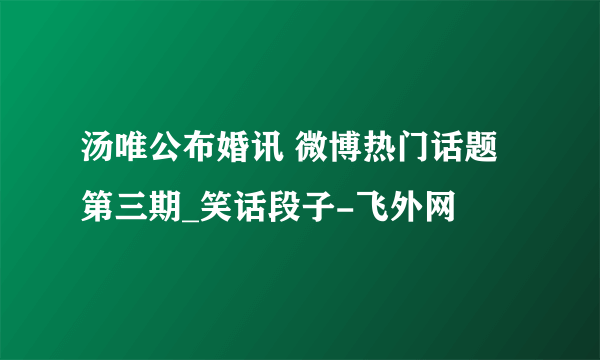 汤唯公布婚讯 微博热门话题第三期_笑话段子-飞外网