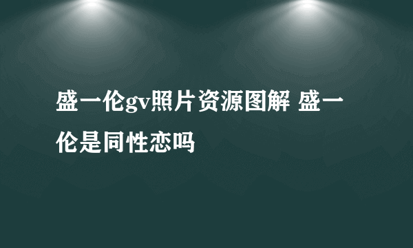 盛一伦gv照片资源图解 盛一伦是同性恋吗