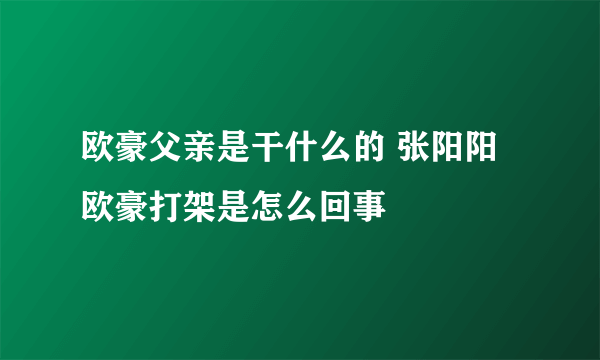 欧豪父亲是干什么的 张阳阳欧豪打架是怎么回事