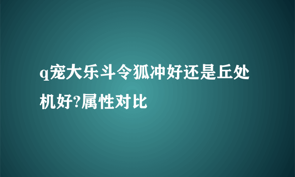 q宠大乐斗令狐冲好还是丘处机好?属性对比