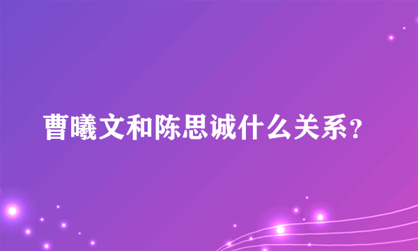 曹曦文和陈思诚什么关系？