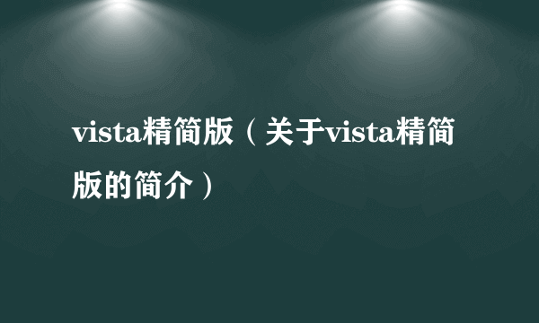 vista精简版（关于vista精简版的简介）