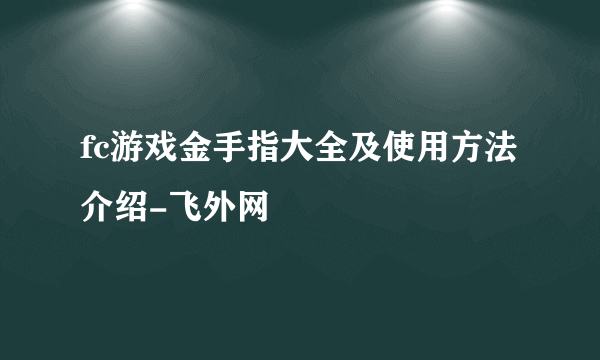 fc游戏金手指大全及使用方法介绍-飞外网