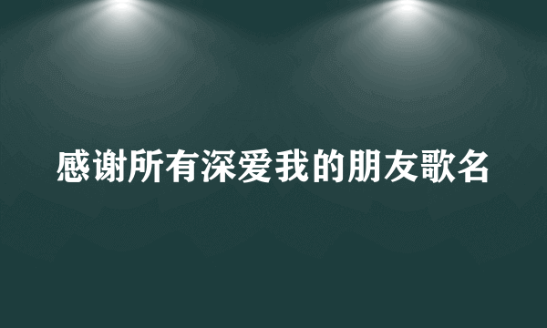 感谢所有深爱我的朋友歌名