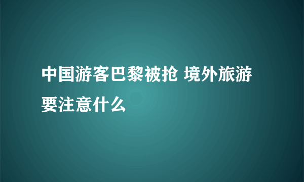 中国游客巴黎被抢 境外旅游要注意什么