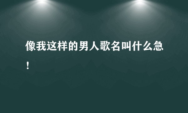 像我这样的男人歌名叫什么急！