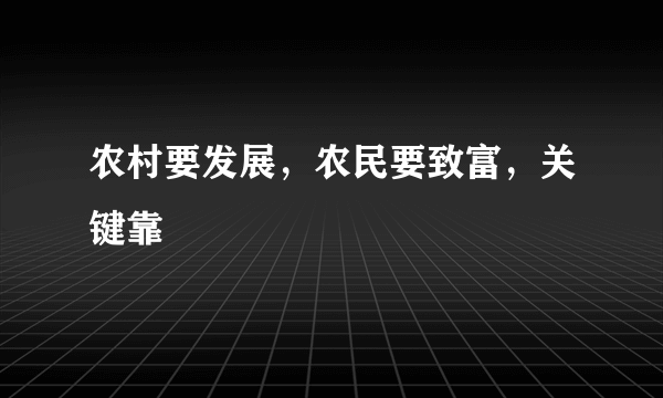 农村要发展，农民要致富，关键靠