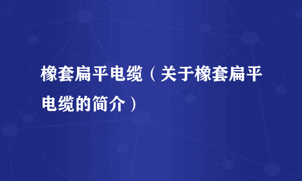 橡套扁平电缆（关于橡套扁平电缆的简介）