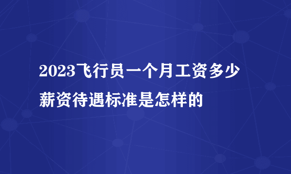 2023飞行员一个月工资多少 薪资待遇标准是怎样的