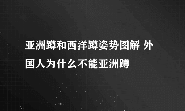 亚洲蹲和西洋蹲姿势图解 外国人为什么不能亚洲蹲