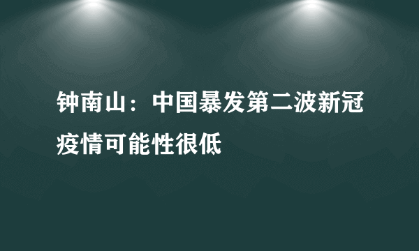 钟南山：中国暴发第二波新冠疫情可能性很低