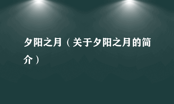 夕阳之月（关于夕阳之月的简介）