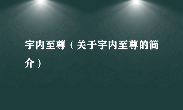 宇内至尊（关于宇内至尊的简介）