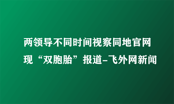 两领导不同时间视察同地官网现“双胞胎”报道-飞外网新闻