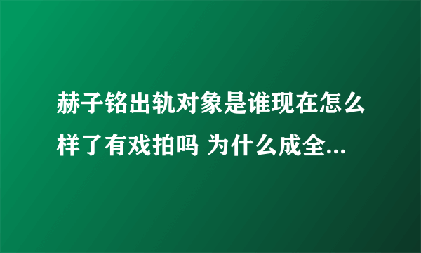 赫子铭出轨对象是谁现在怎么样了有戏拍吗 为什么成全何洁和刁磊