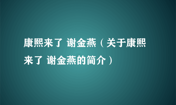 康熙来了 谢金燕（关于康熙来了 谢金燕的简介）