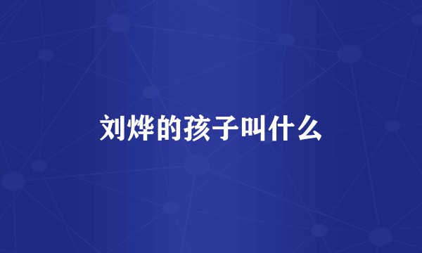 刘烨的孩子叫什么