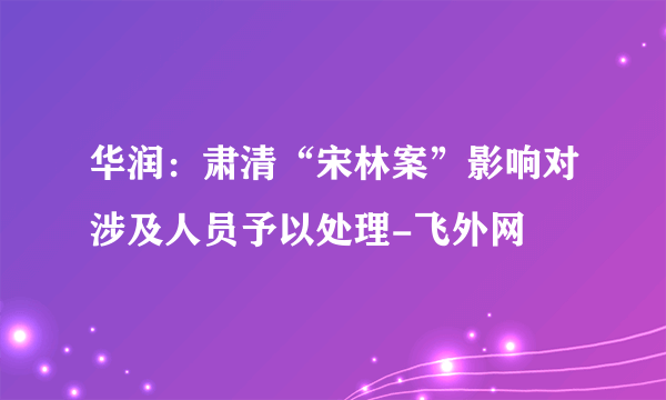 华润：肃清“宋林案”影响对涉及人员予以处理-飞外网