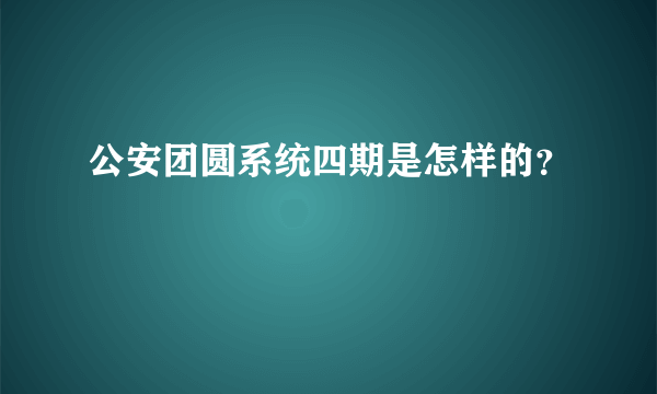 公安团圆系统四期是怎样的？