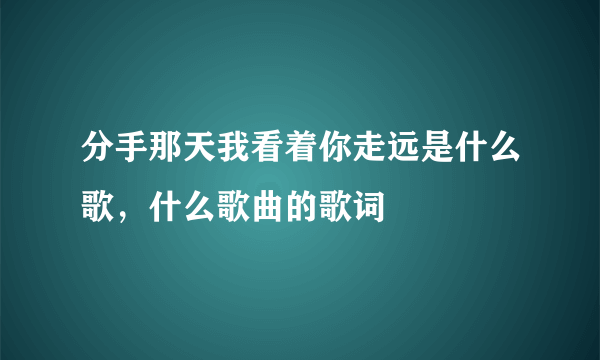 分手那天我看着你走远是什么歌，什么歌曲的歌词