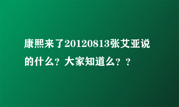 康熙来了20120813张艾亚说的什么？大家知道么？？