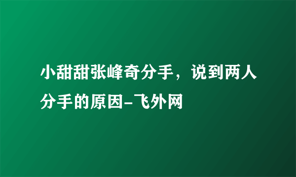 小甜甜张峰奇分手，说到两人分手的原因-飞外网