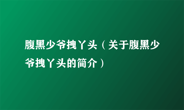 腹黑少爷拽丫头（关于腹黑少爷拽丫头的简介）