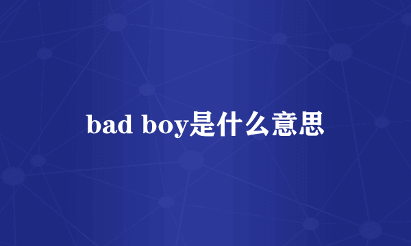 bad boy是什么意思