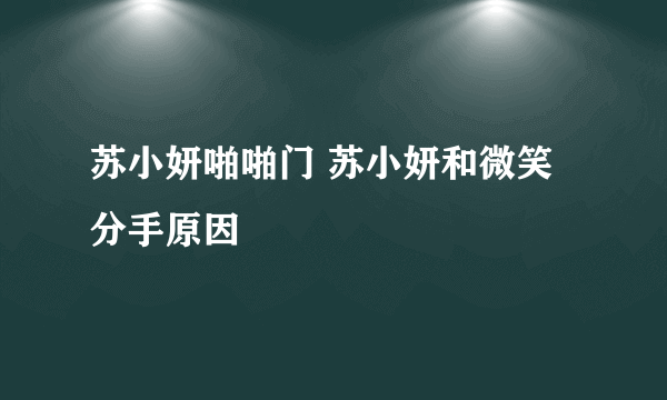 苏小妍啪啪门 苏小妍和微笑分手原因